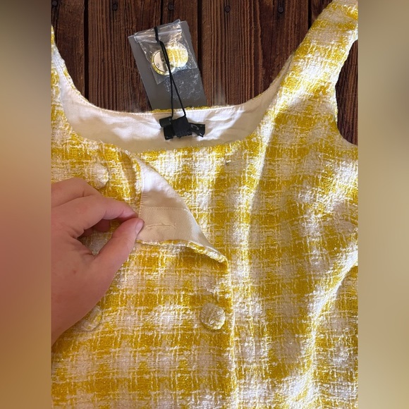 NBD Women’s Size Medium Bergette Mini Dress In Yellow & White • Double Breasted - Picture 15 of 16